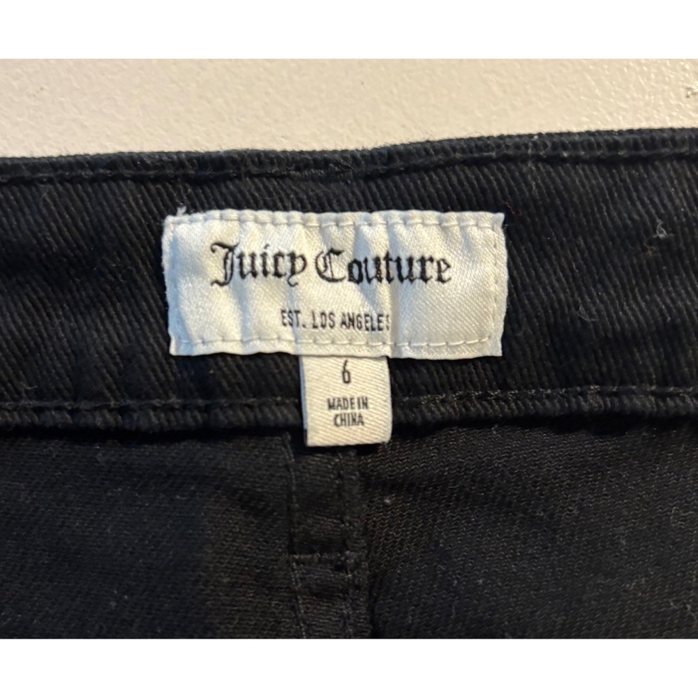 NEW! Juicy‎ Couture Black Denim Shorts Womens Size 6 Mid Rise Stretch 3" inseam - Picture 6 of 7